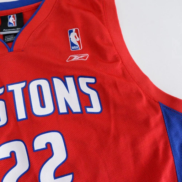 Reebok NBA Authentics Detroit Pistons #22 Prince Red Blue Basketball Jersey - Picture 10 of 13